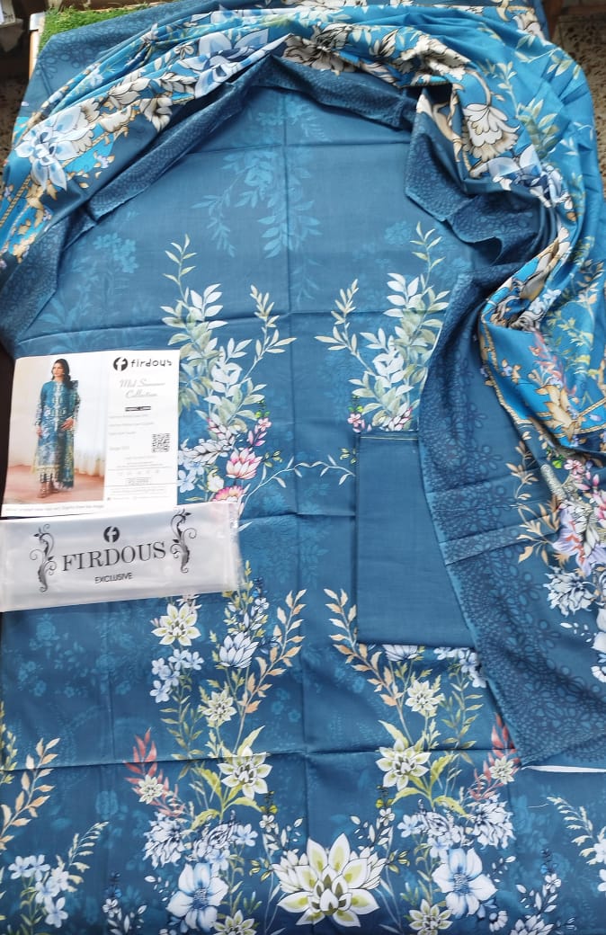 Firdous Cambric Luxury 3-Piece Suit with Heavy Embroidered Dupatta – Designer Collection 2025