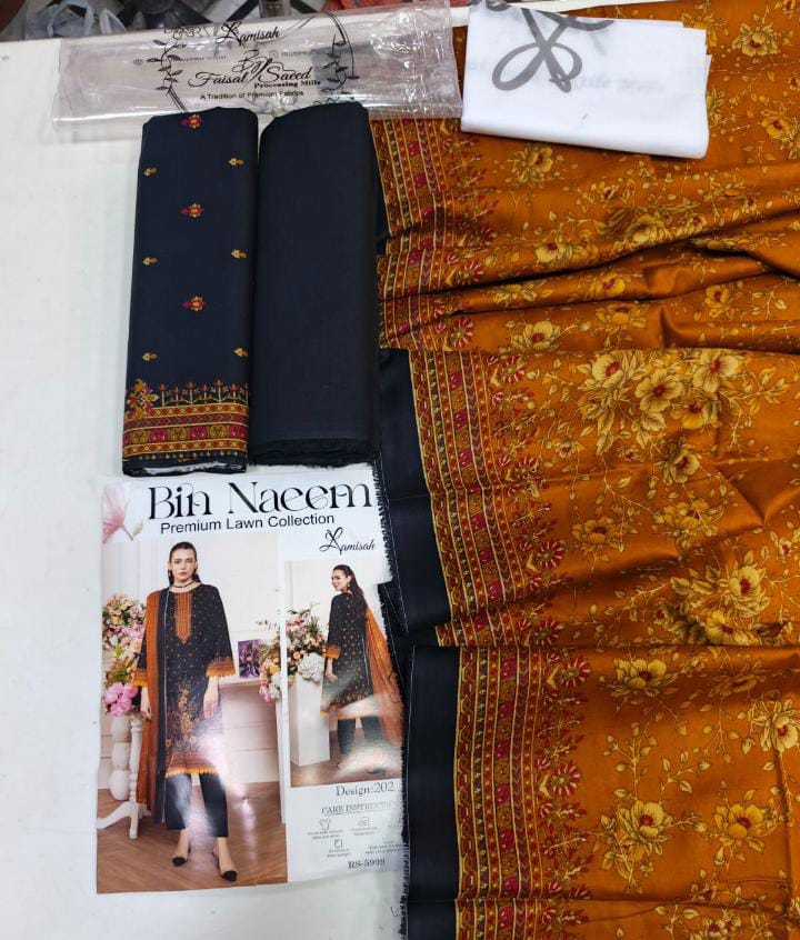 Bin Naeem Original Premium Lawn Printed 3-Piece Suit – Everyday Grace Collection