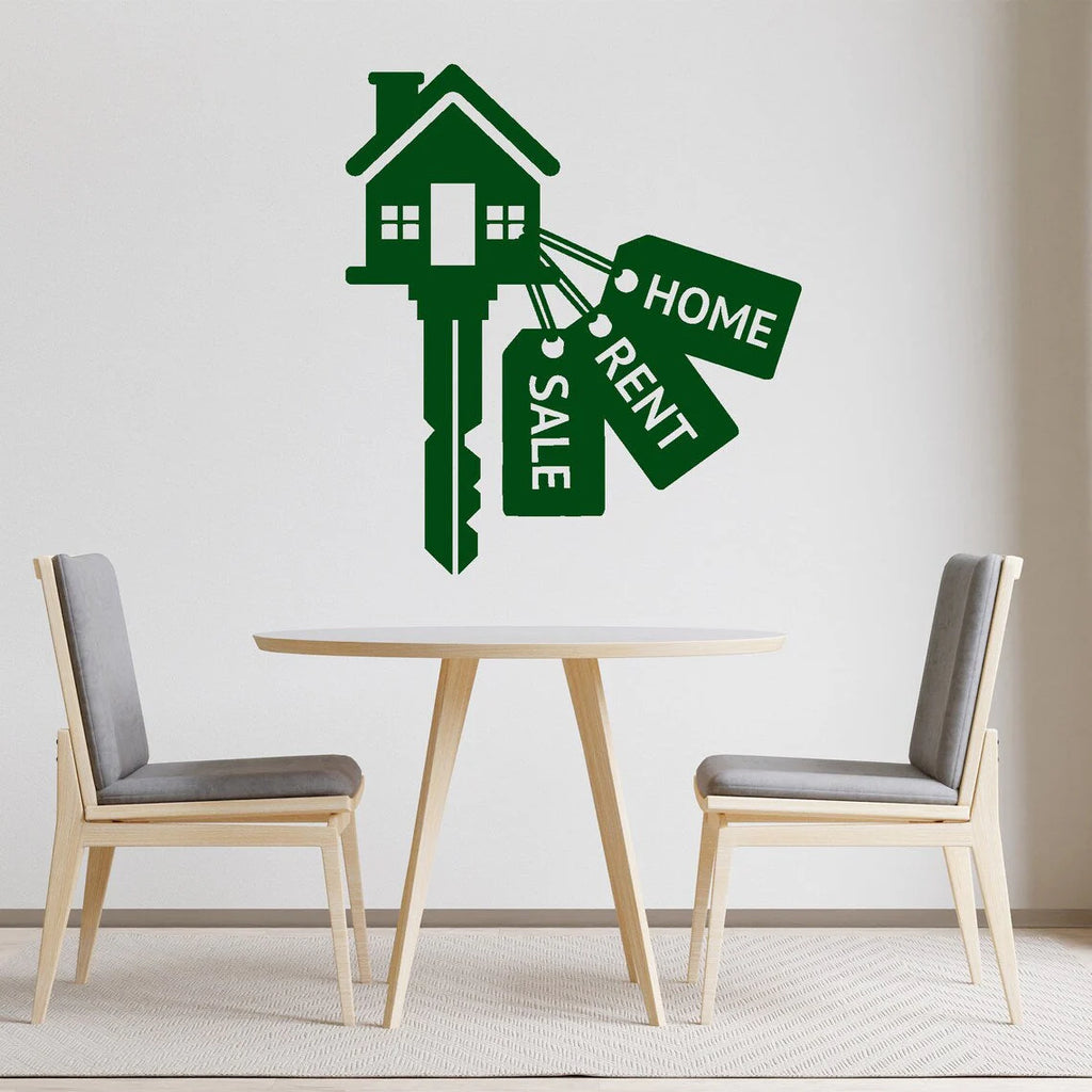 Art of Decals Real Estate Keys House Home Rent Vinyl Wall Decal - Large Removable Home Decor Sticker