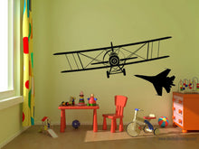 Load image into Gallery viewer, Biplane Airplane Wall Sticker – Vinyl Aviation Decal for Boys Room &amp; Nursery Decor