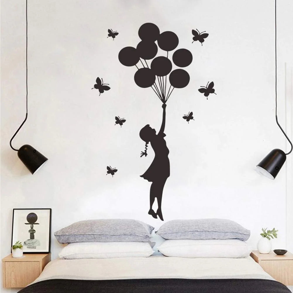 Banksy Girl With Balloons Wall Decal | Street Art Graffiti Vinyl Sticker for Home Décor