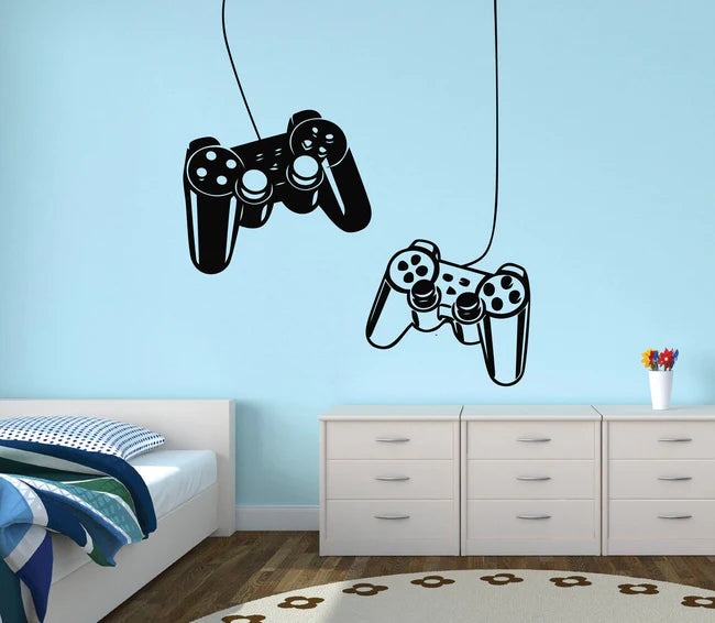 Creative Gamer Vinyl Wall Stickers – Gamepad Wallpaper for Kids' Boys Room & Game Room Decor