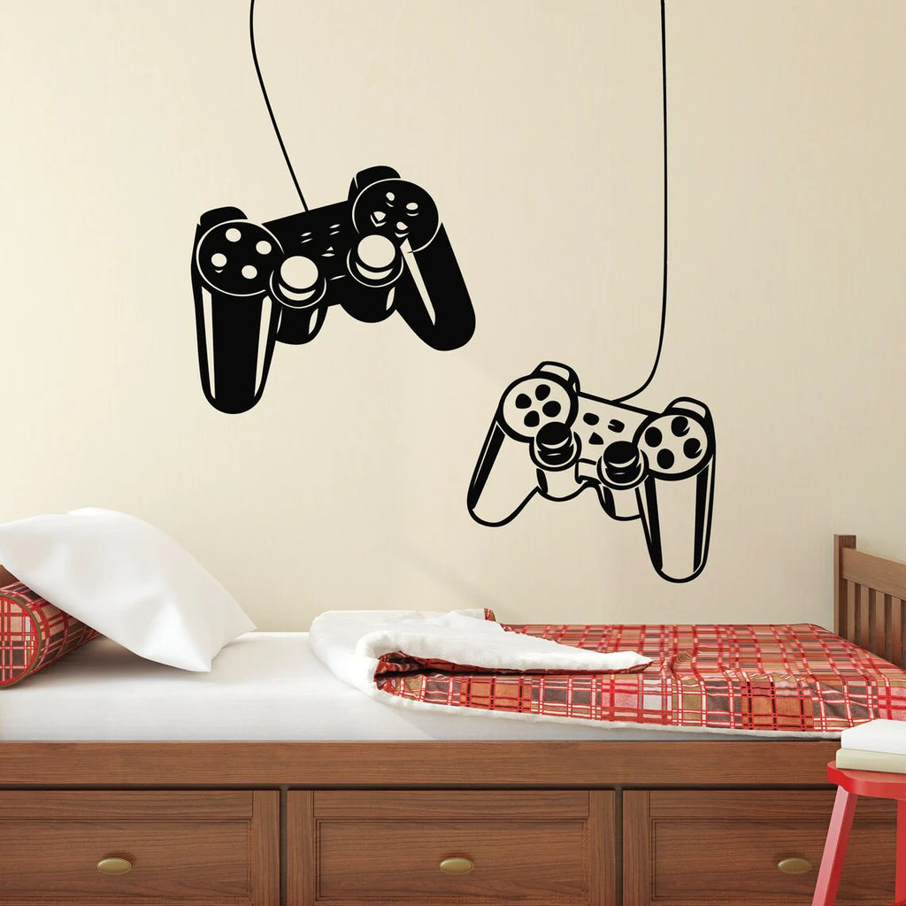 Creative Gamer Vinyl Wall Stickers – Gamepad Wallpaper for Kids' Boys Room & Game Room Decor