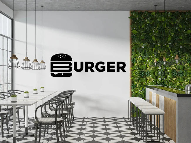 Fast Food Wall Decal - Burger, Pizza Quotes Wall Art, Burger Slice, and Shop Decor Vinyl Sticker