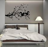 Squirrel Twig with Tree Wall Sticker | Removable Bedroom Decoration