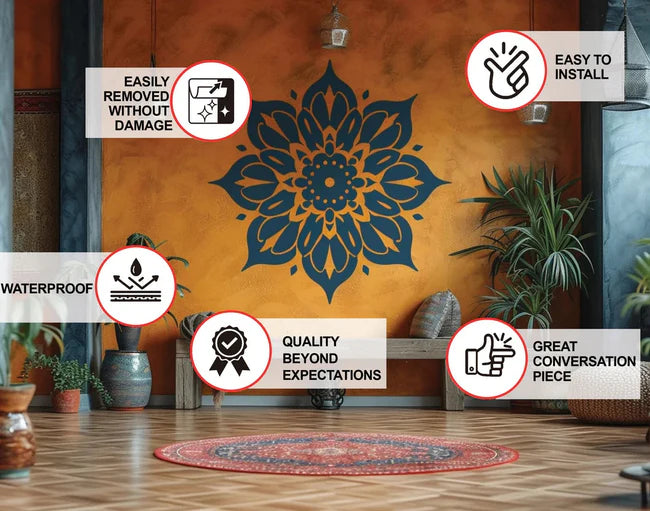Elegant Mandala Wall Sticker - Symmetrical Vinyl Decal for Home and Studio Decals