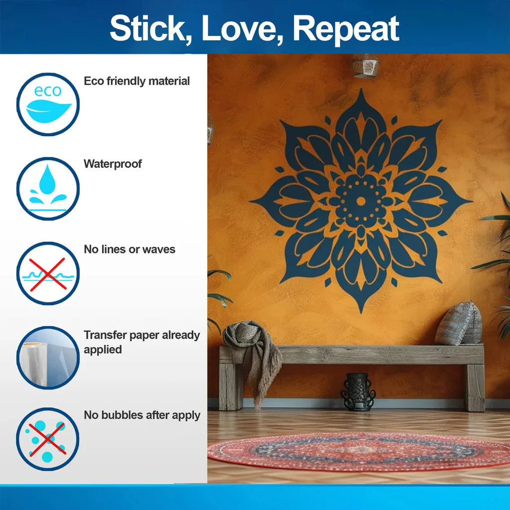 Elegant Mandala Wall Sticker - Symmetrical Vinyl Decal for Home and Studio Decals