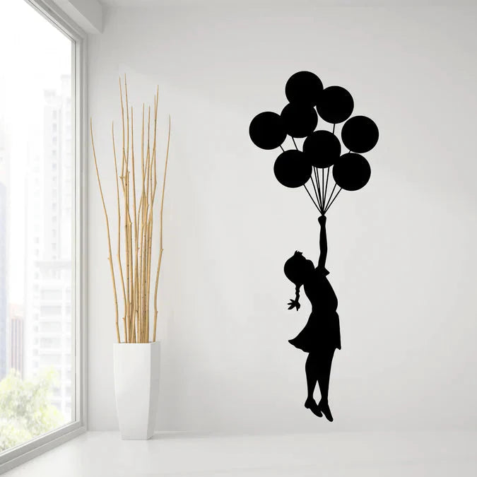 Banksy Girl With Balloons Wall Decal | Street Art Graffiti Vinyl Sticker for Home Décor