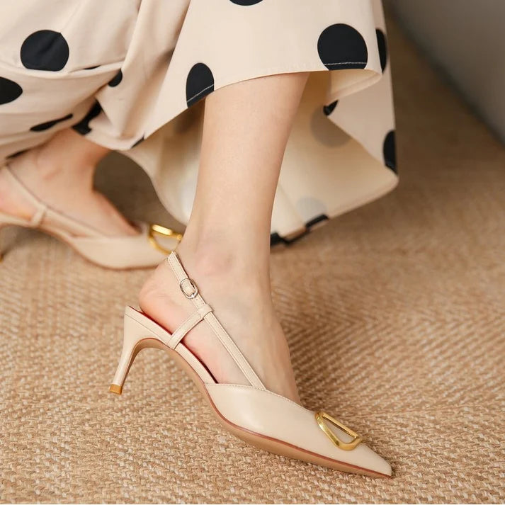 V-Strap Fawn Heels