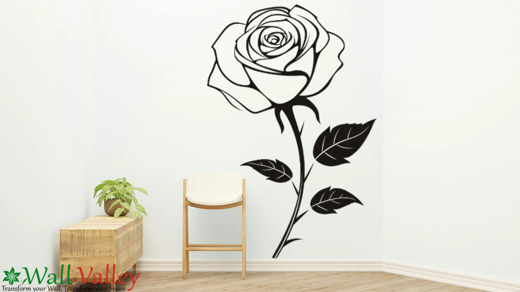 Beautiful Flowers Wall Art – Rose Vinyl Wall Sticker, Modern Rose Flower Wall Mural, Removable Home Decoration Poster