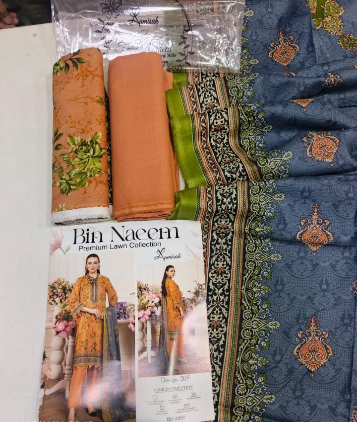 Bin Naeem Original Premium Lawn 3-Piece Suit – Everyday Classic Edition