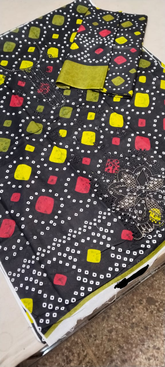 Bin Saeed 3-Piece Suit with Laser Cutwork Shirt & Cotton Printed Dupatta – Designer Casual Collection