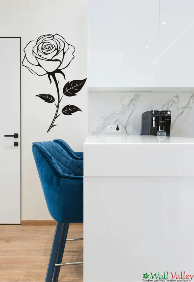 Beautiful Flowers Wall Art – Rose Vinyl Wall Sticker, Modern Rose Flower Wall Mural, Removable Home Decoration Poster