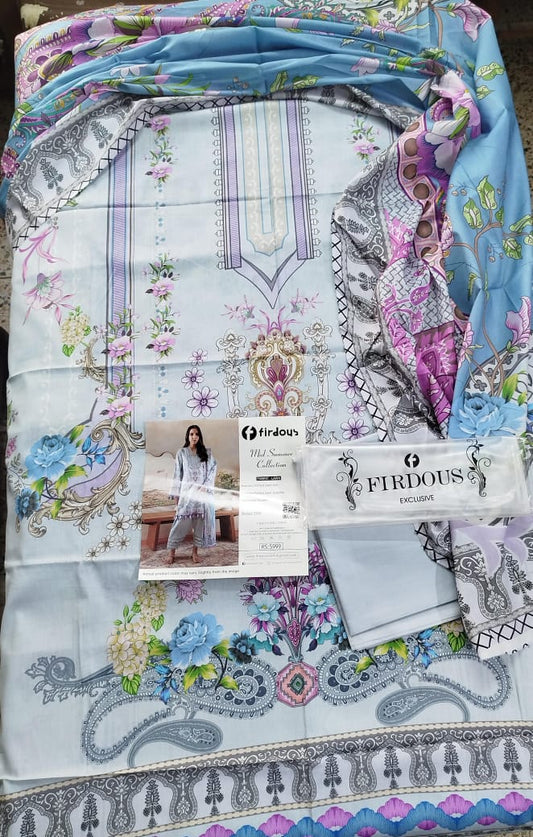 Firdous Cambric Premium 3-Piece Embroidered Suit with Heavy Dupatta – Elegant Designer Collection