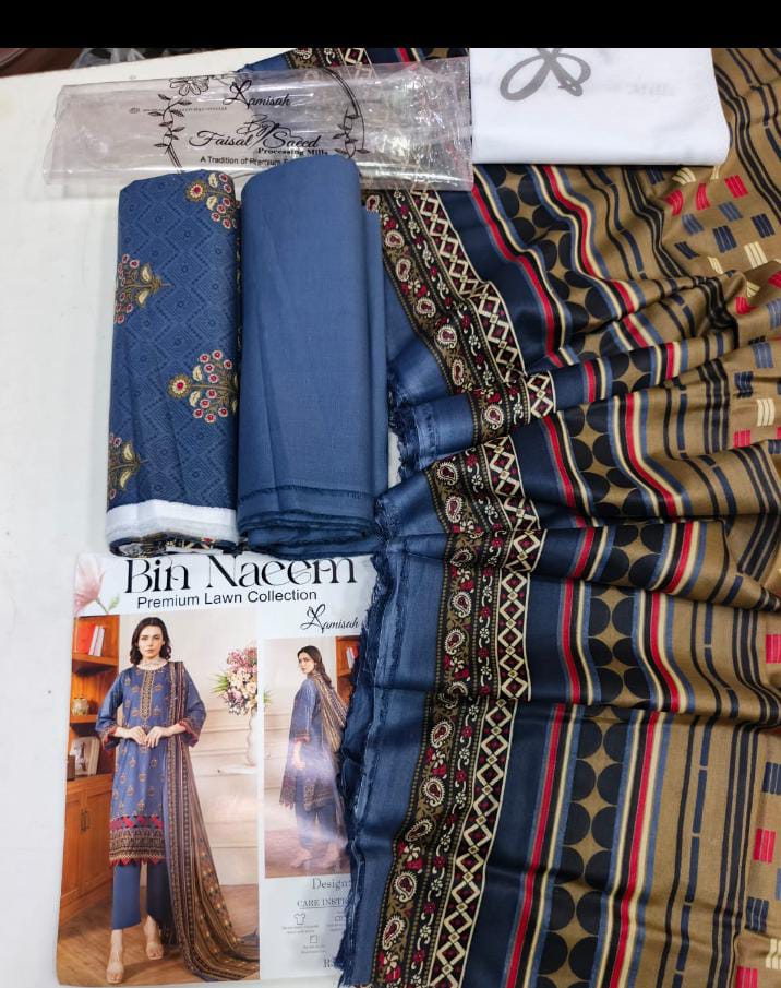 Bin Naeem Original Premium Lawn Printed Suit – Elegant Everyday Edition