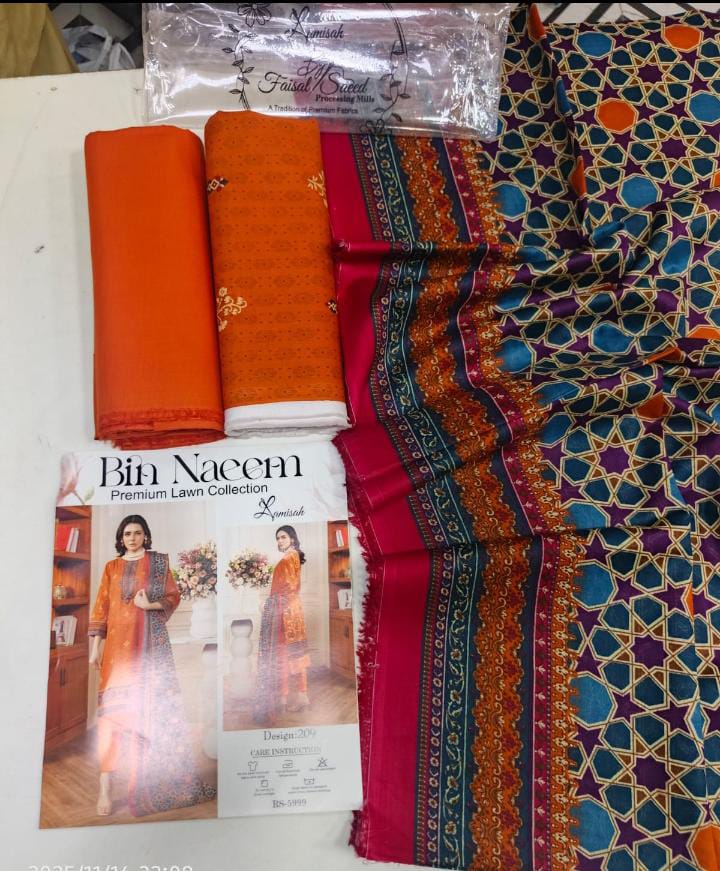 Bin Naeem Original Premium Lawn Printed Suit – Summer Comfort Edition