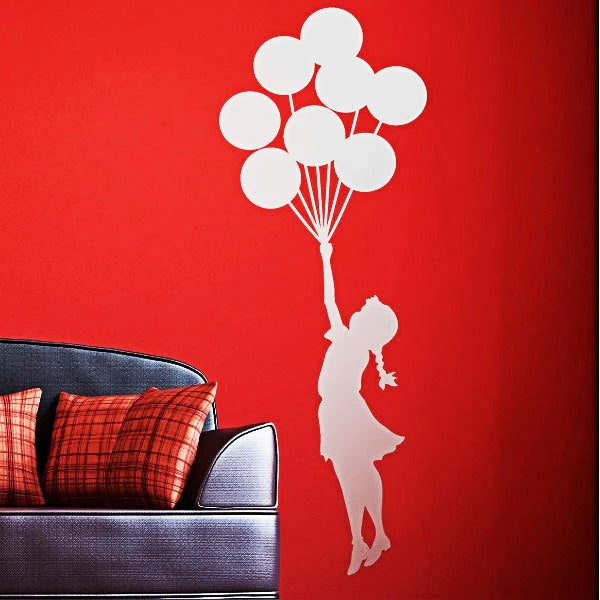 Banksy Girl With Balloons Wall Decal | Street Art Graffiti Vinyl Sticker for Home Décor